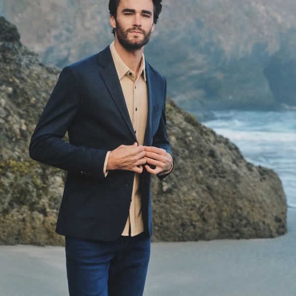 7Diamonds | Dark Blue “Bandon” Stretch Slim Fit Blazer, Size L - Picture 1 of 9